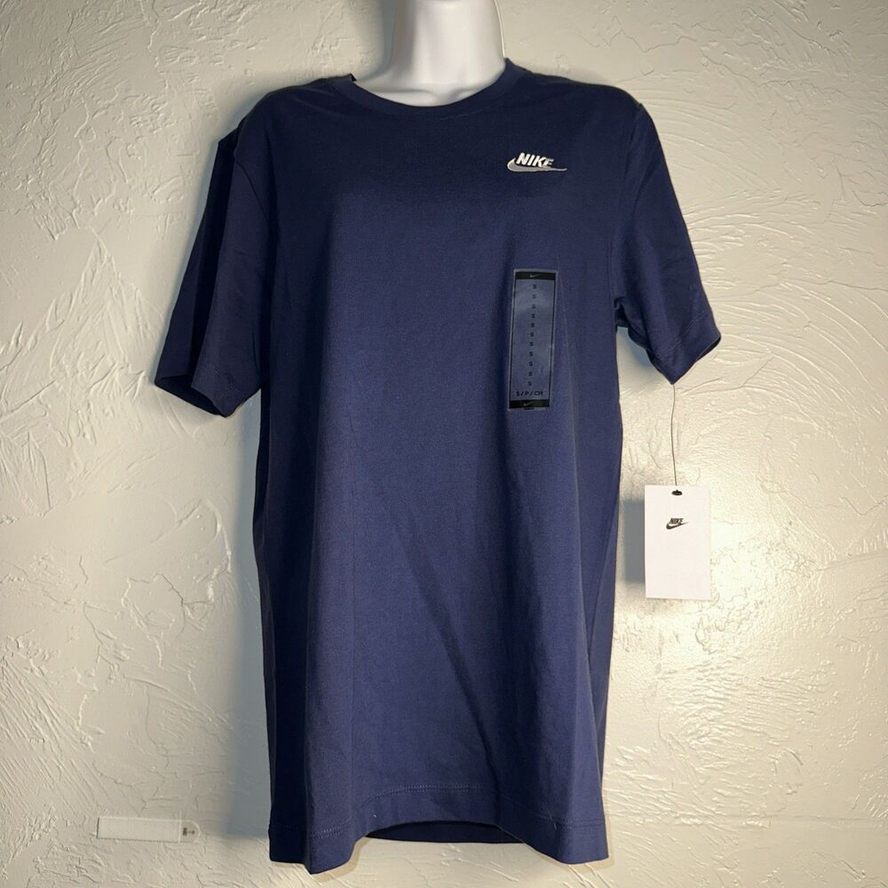 NEW NIKE SPORTSWEAR "Embroidered Logo Tee" MEN'S BLUE WHITET-SHIRT S AR4997-480